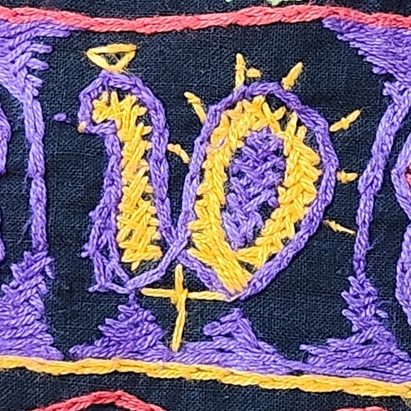 Vintage NWT PASSPORT PIER 1 Indian Cotton Embroidered Boho Skirt With Mirrors - Picture 8 of 13